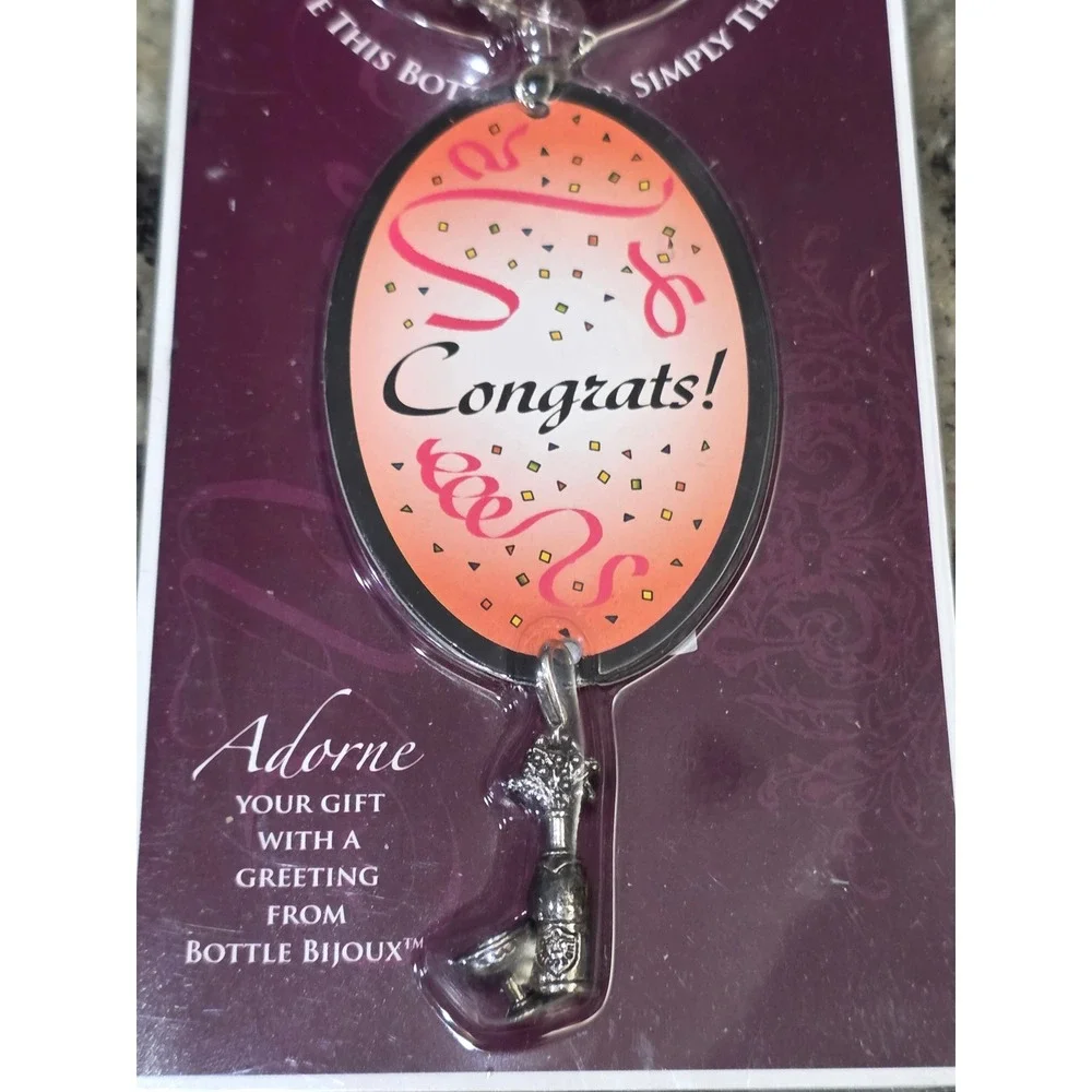Adorne Bottle Bijoux Congrats Wine Bottle‎ Jewelry Pink Beaded Champagne Charm